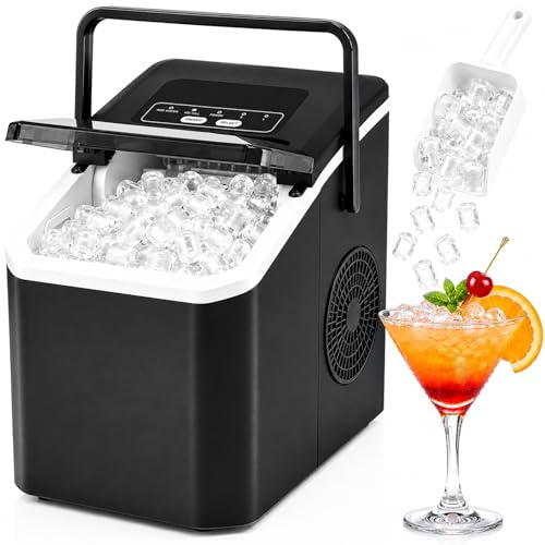 Ice Maker, Portable Ice Cube Maker with Self Cleaning, 1.3L Water Tank, 9 Bullet Ice Cubes in 6-9 Minutes, 12kg/24H, 100W Ice Machine for Home/Bar/Office