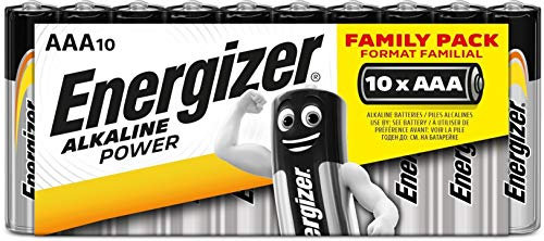 Energizer - Alkaline Power, Pack de 10 Pilas AAA, Larga duración para Uso Cotidiano, sin sulfataciones y con 7 años de vida útil