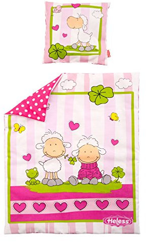 Heless 4000 - Puppenbettdecke Glücksschäfchen, ca. 45 x 35 cm, mit Kissen ca. 16 x 16 cm