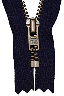 YKK Reißverschluss Marine/Dunkles blau 10 cm für Hosen Hosenreißverschluss 4 mm Metallzähne brüniert/Dunkles Messing