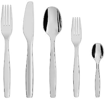 Alessi ANF06S5 Itsumo Besteckset 5-teilig, Stainless Steel, Edelstahl