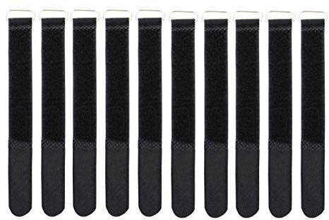 Infitronic INPKB4040BLK - 10 x Klett-Kabelbinder mit Metall-Öse Klett/Flausch auf UNTERSCHIEDLICHEN Seiten (40 x 400 mm Schwarz)
