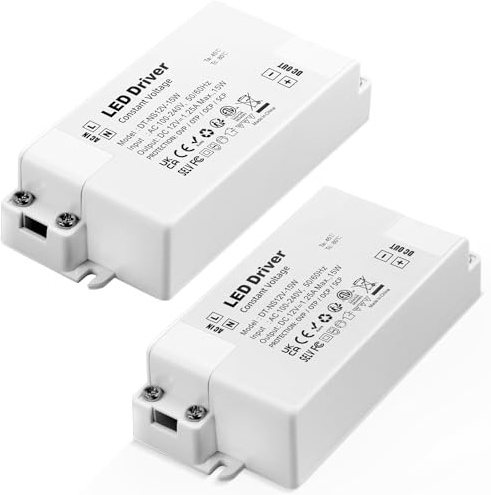 REYLAX Transformador 220V a 12V 15W 1.25A, Fuente de alimentación de CA a CC, Pequeño Transformador de Voltaje Constante, Driver LED de Baja Tensión, Controlador Adaptador, Pack de 2