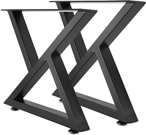Homtone 2er-Set Schwerlast Metall Tischbeine, Industrielle Stahl Bankbeine Tischfüße für DIY Couchtisch, Sitzbank, Esstisch, Schreibtisch, Schwarz (H40xW45cm-X-Shape)