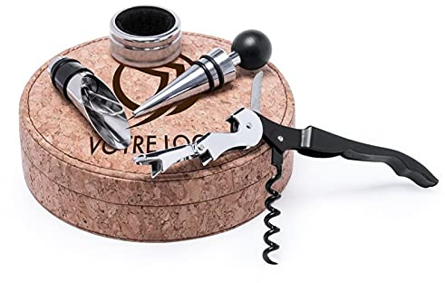 Anpassbarer 4-teiliger Sommelier - Set Weinzubehör - Set mit 4 graviertem und personalisiertem Önologen-Zubehör - Geschenkidee (GOURMET)