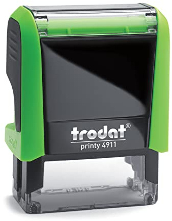 Trodat Printy 4911 - Custom - Gehäusefarbe Apfelgrün (Abdruckfarbe Rot) - 38x14mm - 4 Zeilen - personalisierbarer Namensstempel, Adressstempel oder Firmenstempel