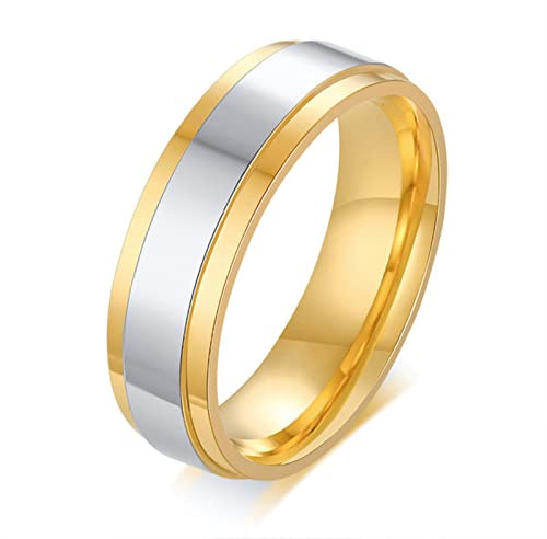 HCMA Nuevo anillo de alianzas de boda de Color dorado y plateado para mujer, hombre, acero de titanio, anillo de regalo para amantes para siempre