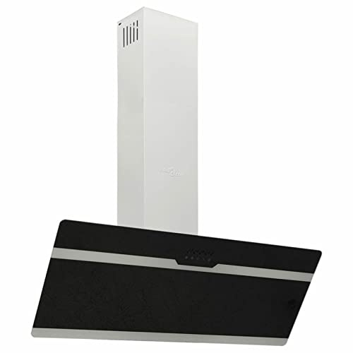 Tidyard Cappa a Parete 90 cm in Acciaio e Vetro Temperato, Cappa da Cucina Cappa a Muro Cappa Aspirare in Acciaio Nero