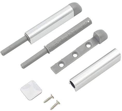 Qrity 2 Pezzi Apertura a Pressione Ante, Chiusura Magnetico con Viti, Chiusure Magnetiche a Scatto per Mobili-Argenteo