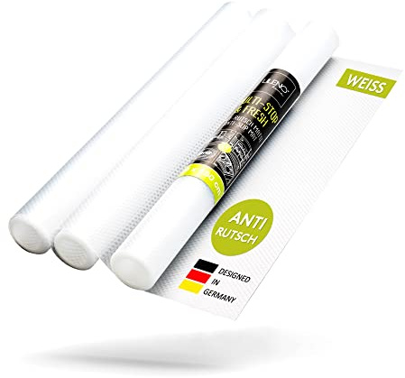 LILENO HOME Schubladenmatte 30x150 cm (Weiss) 3er Set - Antirutschmatte | Schubladen als Schubladeneinlage für Kühlschrank - Schublade Einlagen zuschneidbar als Antirutschmatten Küche