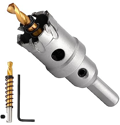 Hsawbit 22mm Lochsäge Hartmetall TCT Bohrer Lochbohrer Metall Edelstahl | Alu, Stahl, Kunststoff, Dosenbohrer, Bohrkrone, Metallbohrer, Holz