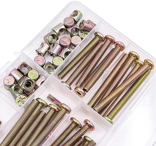 51-teiliges NUZAMAS M6 Möbelbolzen-Muttern-Set 40, 50, 60, 70, 80 mm Möbelbolzen-Zylinder-Innensechskant-Grip-Schrauben-Sortimentssatz für Etagenbett, Tisch, Möbel, Kinderbett, 25 Sets