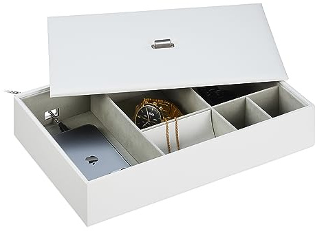 Relaxdays Schmuckaufbewahrung, Schmuckkästchen mit vielen Fächern & Deckel, HxBxT: 7 x 32 x 22 cm, Lederoptik, Farbwahl | Schmuckkästchen mit vielen Fächern & Deckel, H x B x T: 7 x 32 x 22 cm, Lederoptik