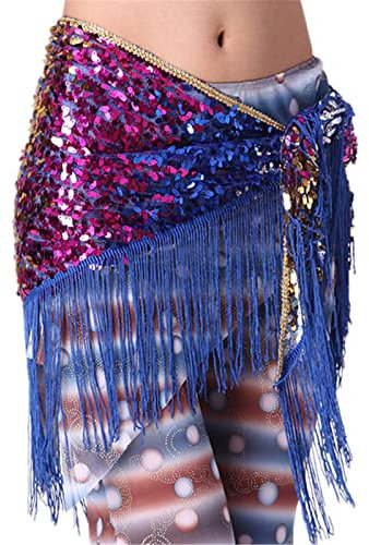 QUNINE Bauchtanz-Gürtel für Damen, Hüfttuch, Bauchtanz-Kleidung, Dreiecksgürtel, Bauchtanz-Hüfttuch (blau, Einheitsgröße)