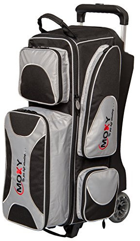 Bowlerstore Products Moxy Deluxe Bowlingtasche mit DREI Rollen, Silber/Schwarz