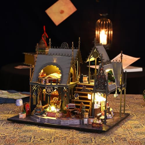 Kit de casa en miniatura para construir de madera, fácil libro Nook DIY Kit estilo mágico, kit de casa en miniatura, invernadero, libro para niños, adultos, regalos creativos cumpleaños (C)