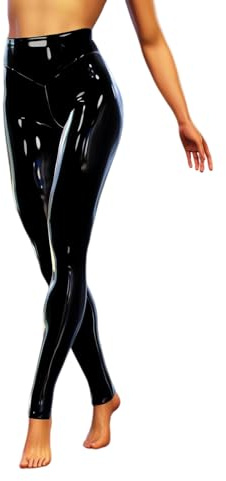 Women's Shiny Leggings, High Waisted Stretch Leggings, Sexy Wet Look Metallic Disco Pants, Dance Yoga Pants Tights Lounge Skinny Trousers, Slim Fit Full Length Trousers for Dancewear Nightclub