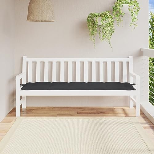 GuyAna Gartenbank-Auflage Schwarz 180x50x7 cm Oxford-Gewebe Bankauflage Sitzkissen Polsterauflage