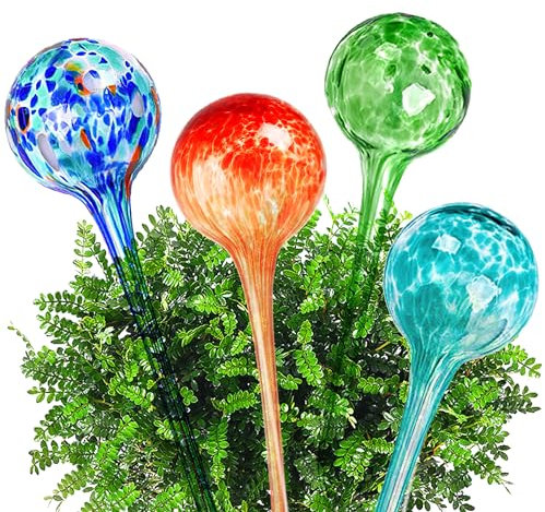 INCETUE Large Glass Self-Watering Globes (30cm, 300ml), Automatic Slow Drip Watering Bulbs & Plant Feeders for Indoor and Outdoor Potted Plants, Ideal for Holiday Plant Care (Pack of 4)