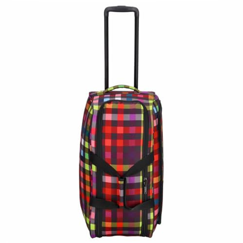 Kenorada Reisetasche SoftLITE Duffle | große Reisetasche | großes Hauptfach | praktische Fächer an den Seiten | Abnehmbarer, längenverstellbarer Schultergurt (multicolorcheck, XL (mit Rollen))