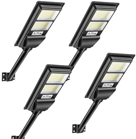 Bellanny 200W Solar Straßenlaternen 560LED Solarlampe mit Bewegungsmelder Sensor, 6500K Wandleuchten mit Fernbedienung - IP65 Wasserdichte Straßenlampe Außen Wegeleuchte für Garten Garage,4Pack