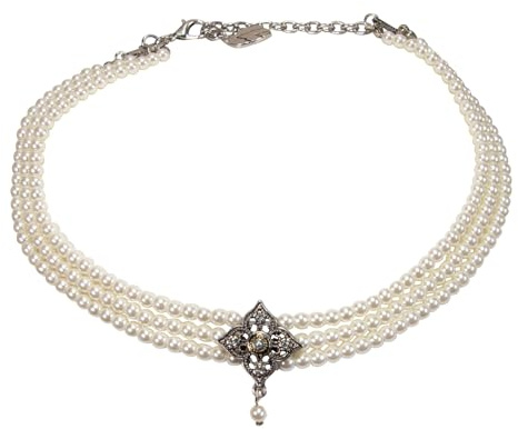 Alpenflüstern Trachten-Perlen-Kropfkette Louisa - nostalgische Trachtenkette, eleganter Damen-Trachtenschmuck, Dirndlkette (in traditionellen Farben) DHK342