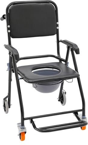 LENDISIY Silla de baño, silla de inodoro móvil para personas mayores con ruedas, silla de ducha Silla de ducha Silla de noche plegable