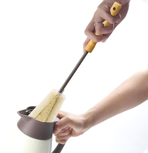 Whrcy Cup Brush - Bottle Cleaner Brush with Dense Nylon Soft Bristles,360 Degree Cleaning Bottle Scrub Brush for Cold Water Bottle, Wall Breaker, Juicer, Mug, Glass