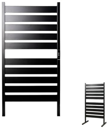 Radiador eléctrico de toallas, toallero, calentador de pie o pared, temperatura 55ºC, gran tamaño 10 varillas, temporizador de 260 W, negro