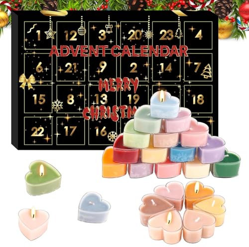Calendario de cuenta regresiva de 24 días, vela de aromaterapia, calendario de Adviento de Navidad, kit de velas perfumadas multiusos para amigos, adolescentes, sobrinas, mujeres e hijas