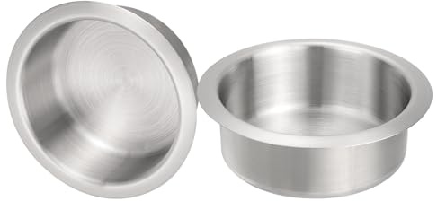 sourcing map 2 pezzi 201 in acciaio inox Drop-in Cup, 4,1 x 11,7 cm, portabicchieri da tavolo da poker, inserto per divano, barca, auto, marina, argento