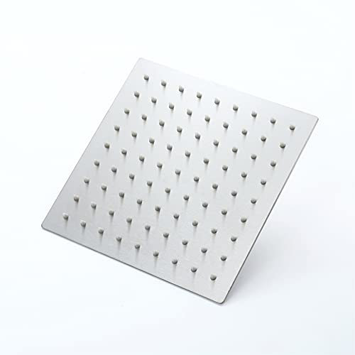 Quadratischer Regenduschkopf mit gebürsteter Oberfläche, ultradünnes Design, fester Duschkopf mit Wasserfall-Ganzkörperabdeckung und Silikondüsen, 25,4 cm