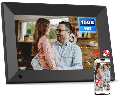 Cornice digitale da 8 pollici, 1280 x 800 HD IPS WiFi, cornice per foto digitale, 16 GB, condivisione istantanea di foto/video tramite app/e-mail, USB/Mirco SD, nero