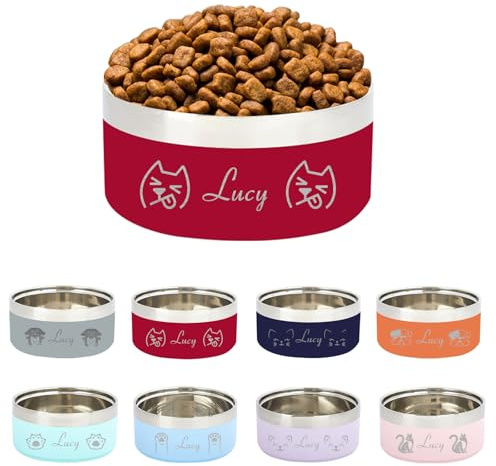Bol pour Animaux Personnalisé, Coutume Gamelle Personnalisée pour Chien | Bol pour Animaux, Nom Gravé Laser, Acier Inoxydable, Chien Chat, Cadeaux pour Animaux de Compagnie, Peut Eau & Nourriture