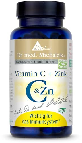 Vitamin C + Zink nach Dr. Michalzik, 450-900 mg Vitamin C, 120 Kapseln | 450 - 900 mg Vitamin C + 10 - 20 mg Zink • eigene deutsche Produktion • ohne Zusätze