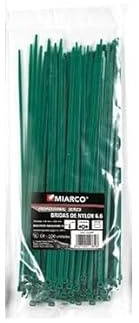 Brida de Poliamida 6.6 Verde, Bolsa de 100 Unidades, Dimensiones 2.5x100mm, Ideal para sujeción y organización de cables.