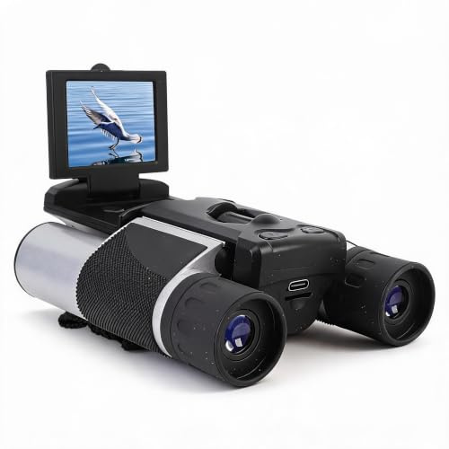Zopsc Binocolo fotocamera per adulti, display da 2 pollici, 48 MP, 2,5 K, 10 x 25, fotocamera digitale binocolo con scheda di archiviazione, per bird watching avventure all'aperto (argento)