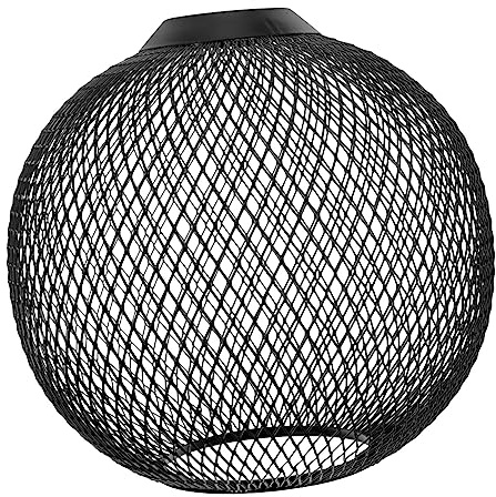 TINEASUR Pantalla de Lámpara Colgante Redonda 180mm de Malla Metálica en Hierro para Iluminación Vintage Industrial en Hogar, Restaurante y Bar, Cubierta de Lámpara de Metal Negra Mate