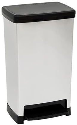 Paris Prix FIVE Simply Smart - Poubelle à Pédale Slim 50L Argent