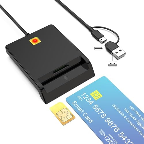 Lector de tarjetas inteligentes, identidad electrónica, firma digital y CRS CNS, tarjeta de salud CAC Dod National TS-CNS, activación SPID HBCI, compatible con Plug & Play, controlador USB libre