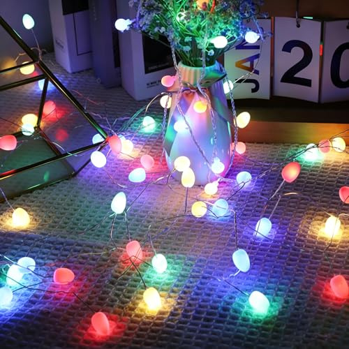 Artrastar 40 LED färgglad ljuskedja kula, 3 m färgglad ägg ljuskedja batteridriven ljuskedja, perfekt dekoration för rum, balkong, jul, fest, jul, trädgård [energiklass A+++]