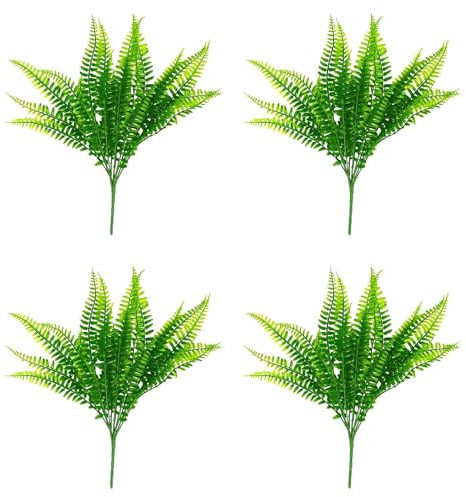 HWIREUIGT 4X Artificial Ferns for Outdoors & Indoors,Large Faux Ferns Fake Boston Fern Plant for Planter Garden Porch Entrance B