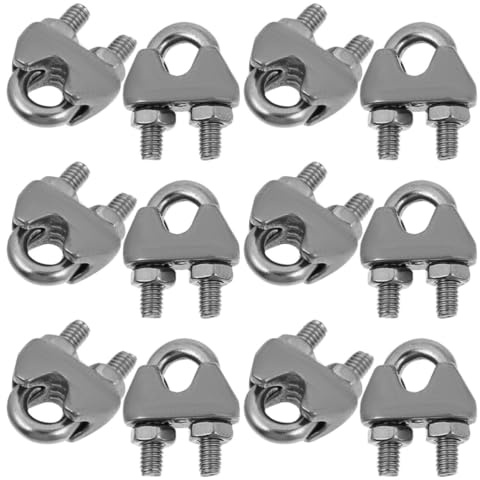 Abrazadera de Cable de Acero Inoxidable 12 Piezas Plata