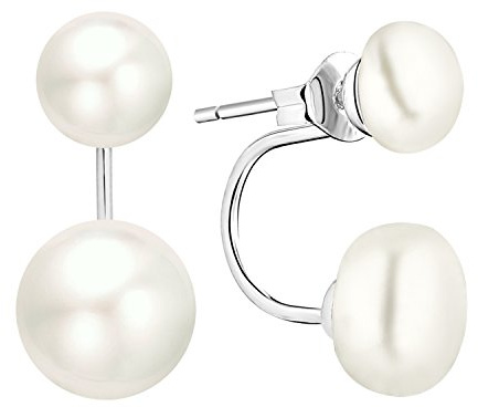 YL pendientes perla Plata de ley 925 con blanco Oro plateado Mujer niña Joyería