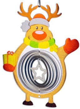 CIM Edelstahl-Dekoration - Windspiel Rentier 200 - Winterdekoration für In- und Outdoor - Abmessung: 20cm x 15cm - inkl. Haken mit Wirbelkarabiner und Clip - Weihnachten