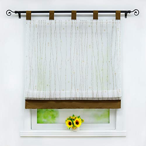 Joyswahl Voile Raffrollo Transparenter Raffrollo mit farbigem Blend »Luise« Schals mit Schlaufen Fenster Gardine BxH 140x140cm Kaffee 1 Stück