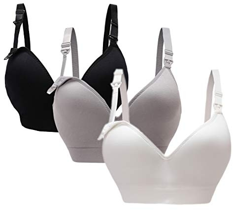 Oliked Sujetador de Maternidad sin Costura Suave de la Lactancia de Las Mujeres para el Embarazo (3Pack/4Pack) (XXL, 3 Pack(Black+White+Gray))