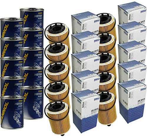 Lot de 10 filtres à huile d’origine MAHLE/KNECHT OX 188D + 10 x rinçage moteur SCT Flush