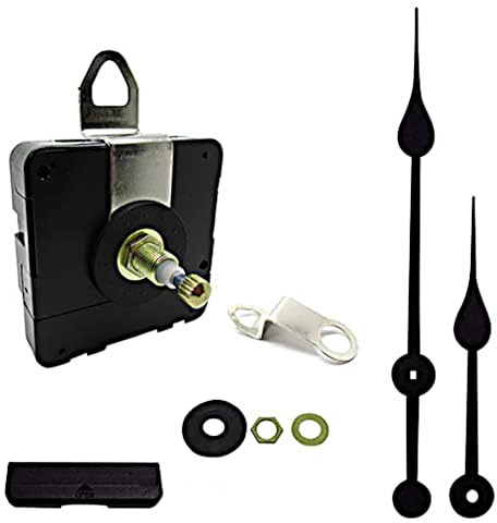 OK888 Standard Clock Mechanism High Torque 20mm Shaft Non Ticking & Hands | Dans Clock Shop,Quartz Replacement,AA Battery Powered,221mm Black Metal Hands,ROHS Certified,Wall Clock,Outdoor,DIY/Repair