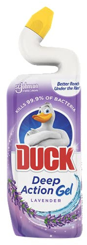 Duck Deep Action Gel Toilet Cleaner Liquid, Kills 99.9% of Bacteria, Removes Limescale, Long Lasting Fragrance, Lavender, Pack of 8 (8 x 750ml)